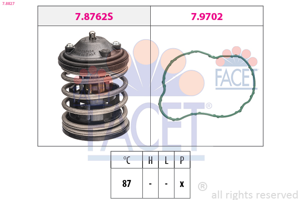 Thermostat, coolant - 7.8827 FACET
