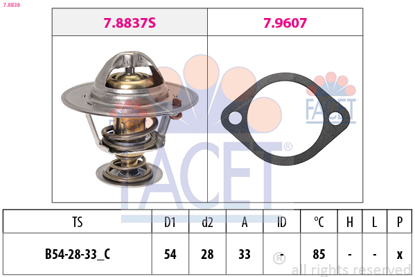Thermostat, coolant - 7.8838 FACET