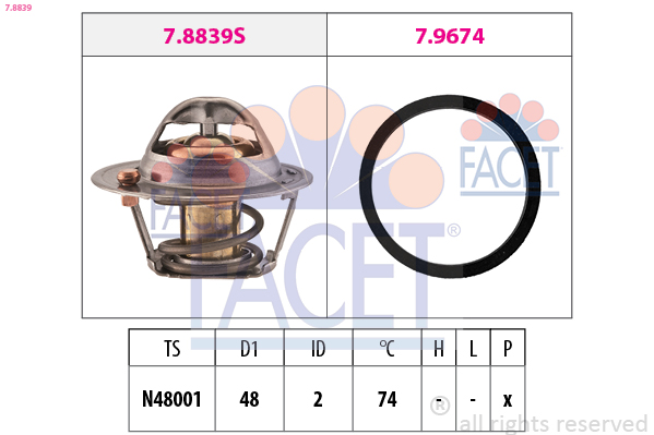 Thermostat, coolant - 7.8839 FACET