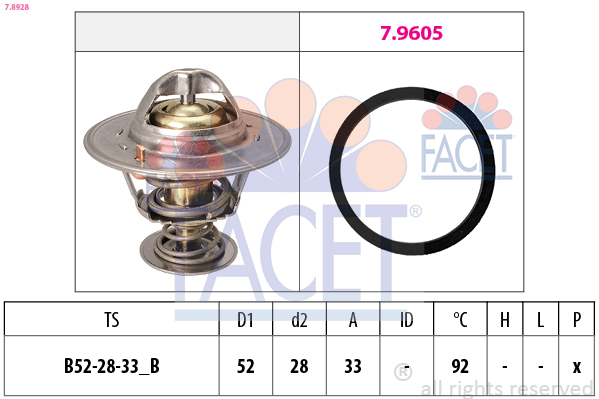 Termostato, Refrigerante - 7.8928 FACET