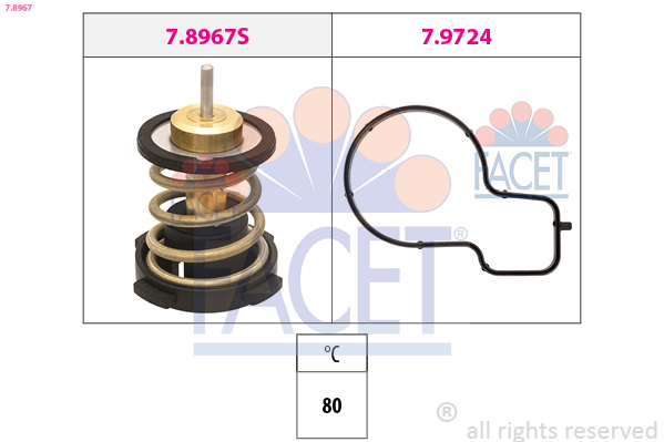 Thermostat, coolant - 7.8967 FACET