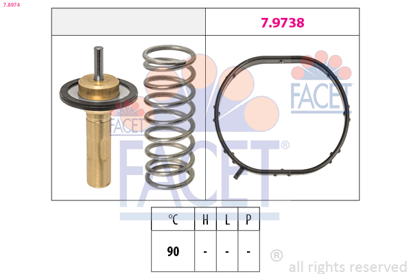 Thermostat, coolant - 7.8974 FACET