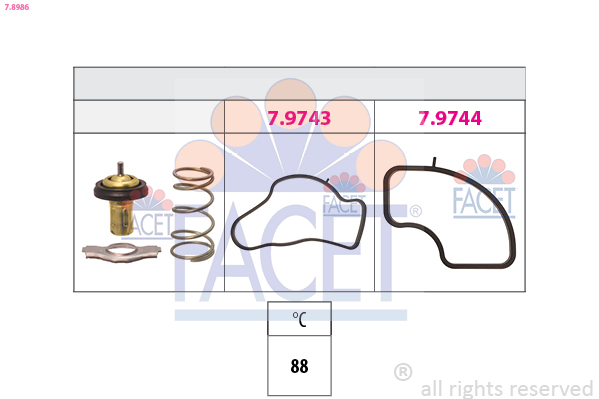 Thermostat, coolant - 7.8986 FACET