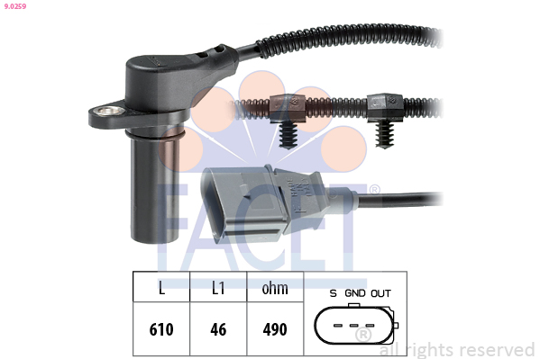 Sensor, crankshaft pulse - 9.0259 FACET