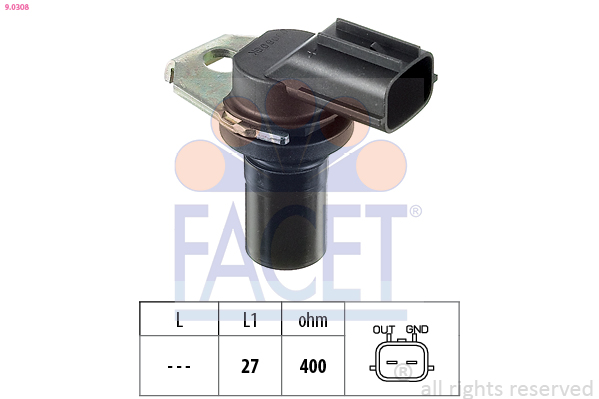Sensore n° giri, Cambio automatico - 9.0308 FACET