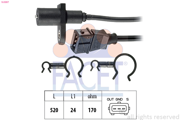 Sensor, crankshaft pulse - 9.0397 FACET