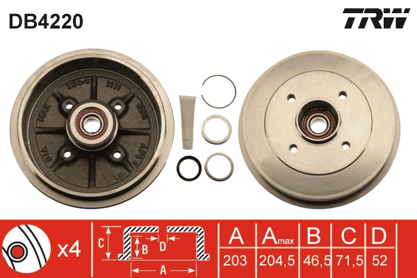 Bremstrommel - DB4220 TRW