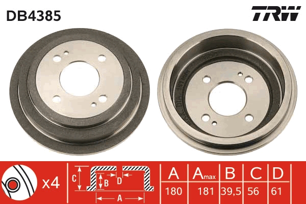 Tamburo freno - DB4385 TRW