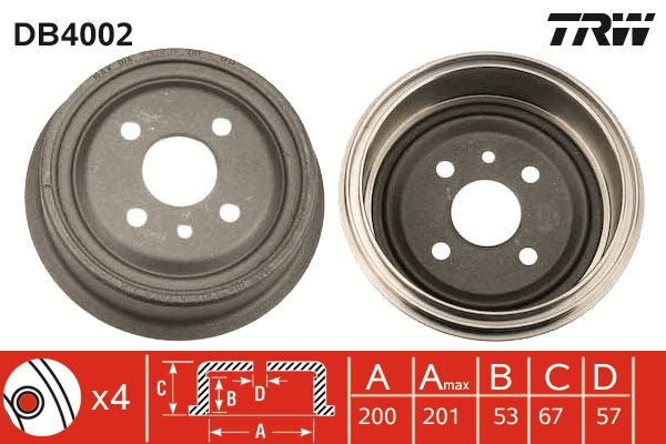 Brake Drum - DB4002 TRW