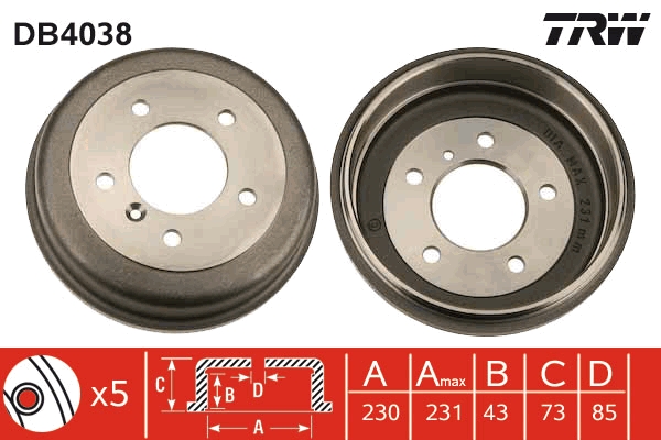 Tamburo freno - DB4038 TRW