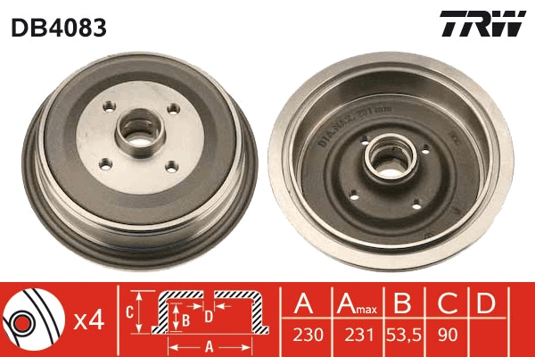 Brake Drum - DB4083 TRW