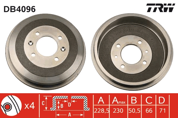 Brake Drum - DB4096 TRW