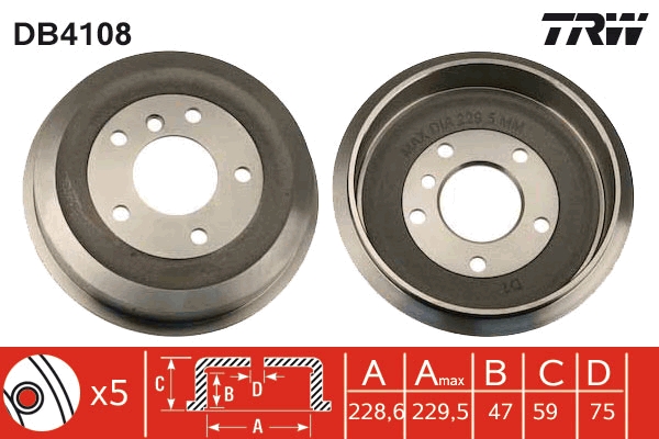 Brake Drum - DB4108 TRW