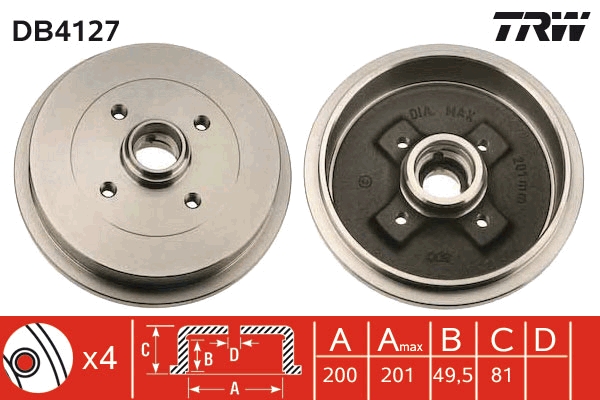 Brake Drum - DB4127 TRW