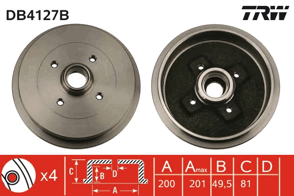 Brake Drum - DB4127B TRW
