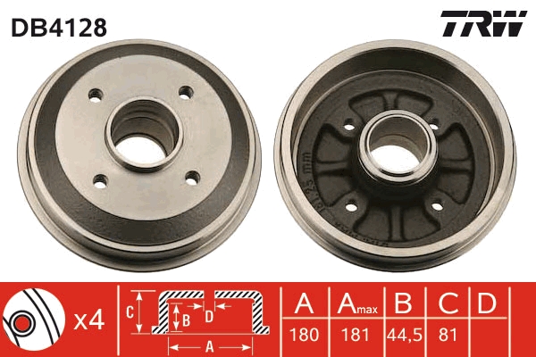 Tamburo freno - DB4128 TRW