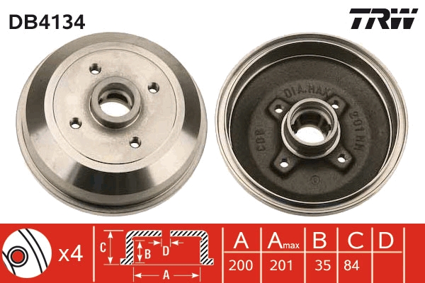 Tamburo freno - DB4134 TRW