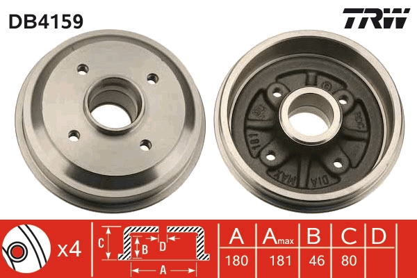 Brake Drum - DB4159 TRW