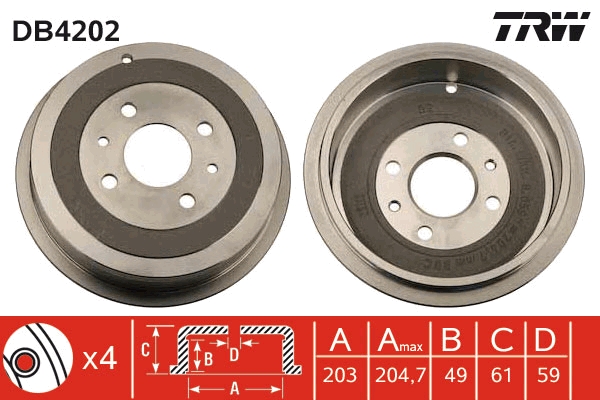 Brake Drum - DB4202 TRW