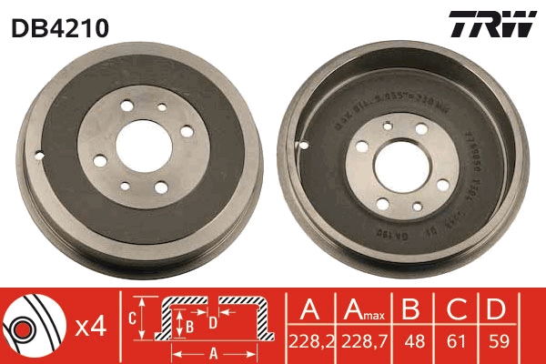 Tamburo freno - DB4210 TRW