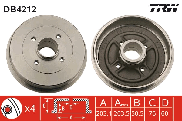 Brake Drum - DB4212 TRW