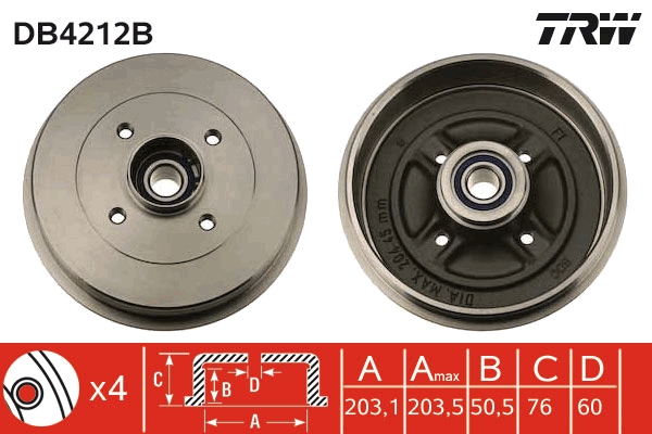 Brake Drum - DB4212B TRW