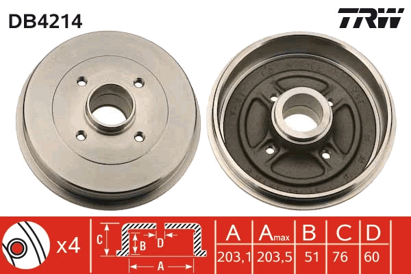 Brake Drum - DB4214 TRW