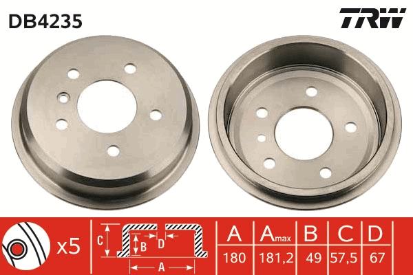 Brake Drum - DB4235 TRW