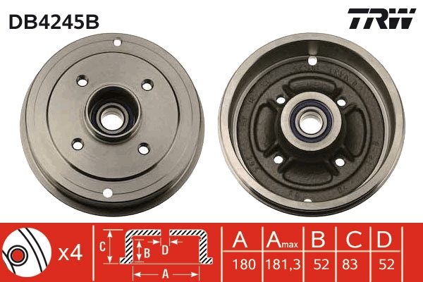 Brake Drum - DB4245B TRW