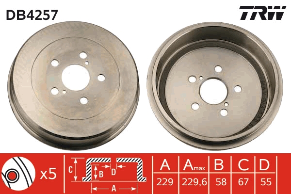 Tamburo freno - DB4257 TRW