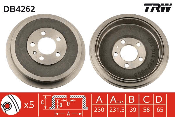 Brake Drum - DB4262 TRW