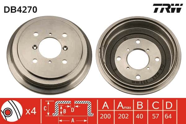 Tamburo freno - DB4270 TRW