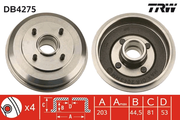 Brake Drum - DB4275 TRW