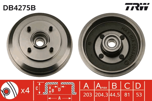 Tamburo freno - DB4275B TRW