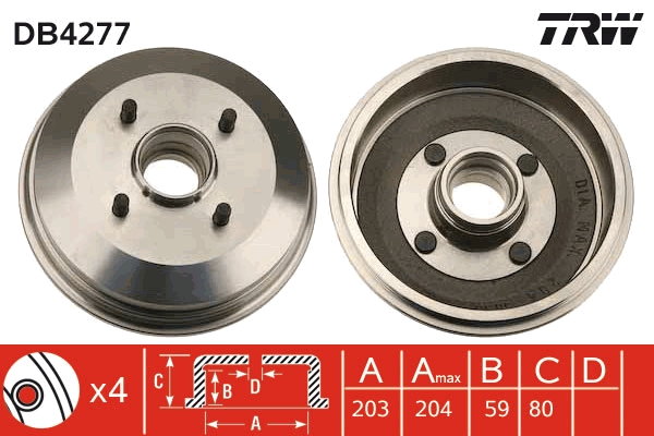 Brake Drum - DB4277 TRW