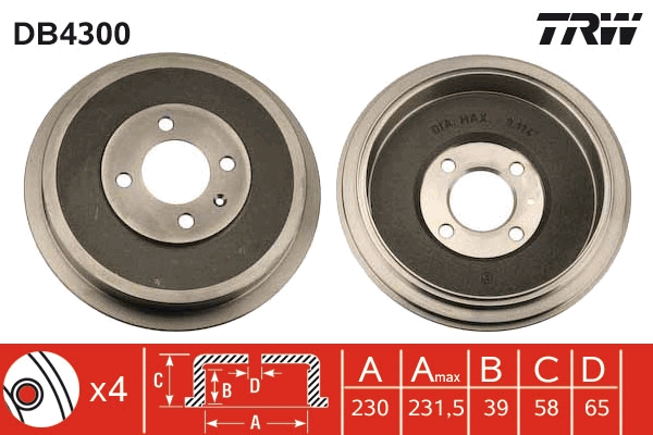 Brake Drum - DB4300 TRW