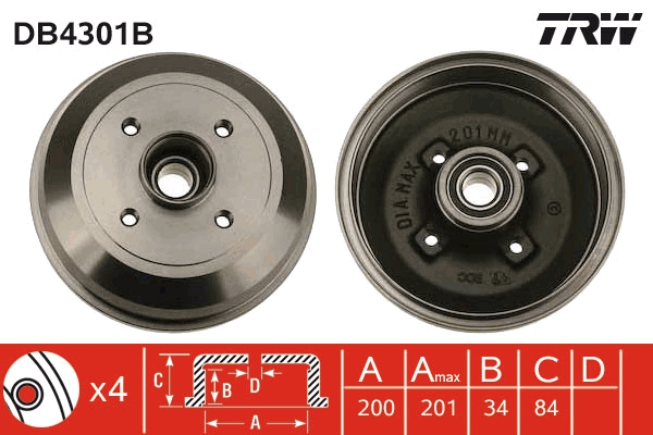 Bremstrommel - DB4301B TRW