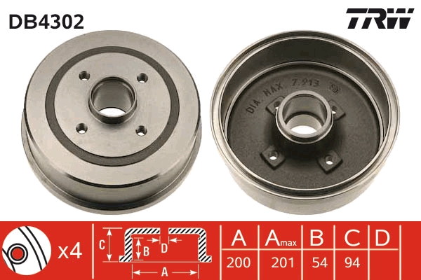 Brake Drum - DB4302 TRW