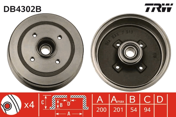 Brake Drum - DB4302B TRW