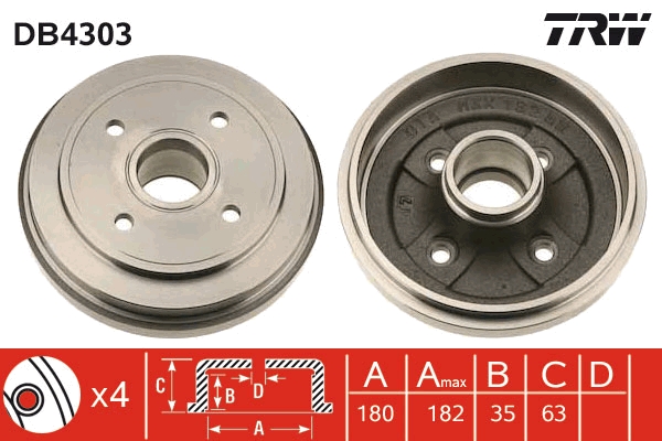 Tamburo freno - DB4303 TRW