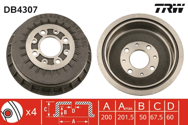 Brake Drum - DB4307 TRW