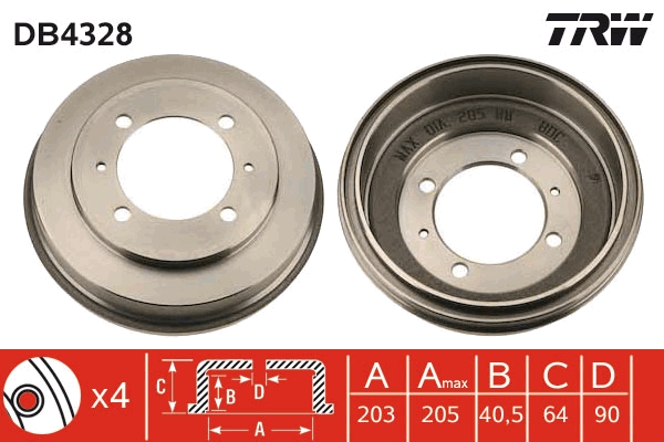 Tamburo freno - DB4328 TRW