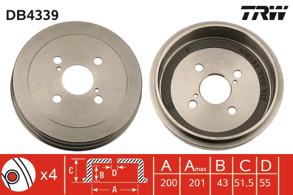 Brake Drum - DB4339 TRW
