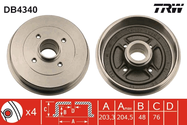 Brake Drum - DB4340 TRW