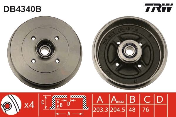 Bremstrommel - DB4340B TRW