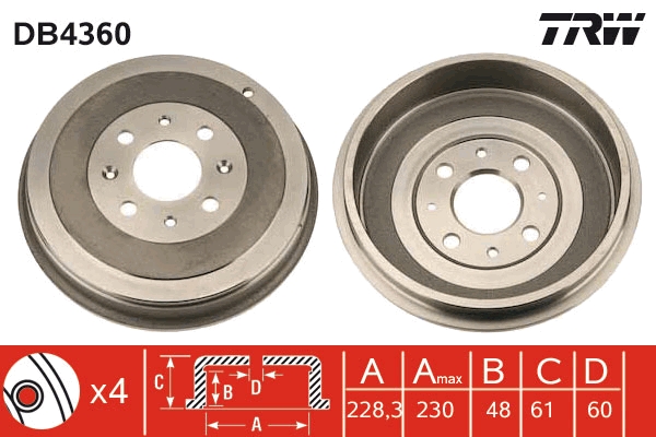 Brake Drum - DB4360 TRW