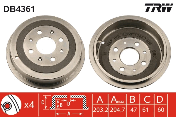 Brake Drum - DB4361 TRW