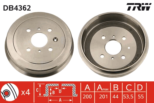 Brake Drum - DB4362 TRW