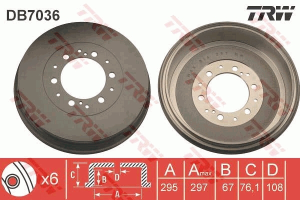 Brake Drum - DB7036 TRW