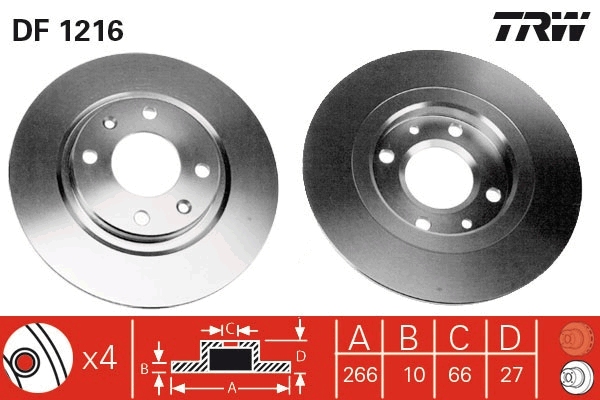 Brake Disc - DF1216 TRW